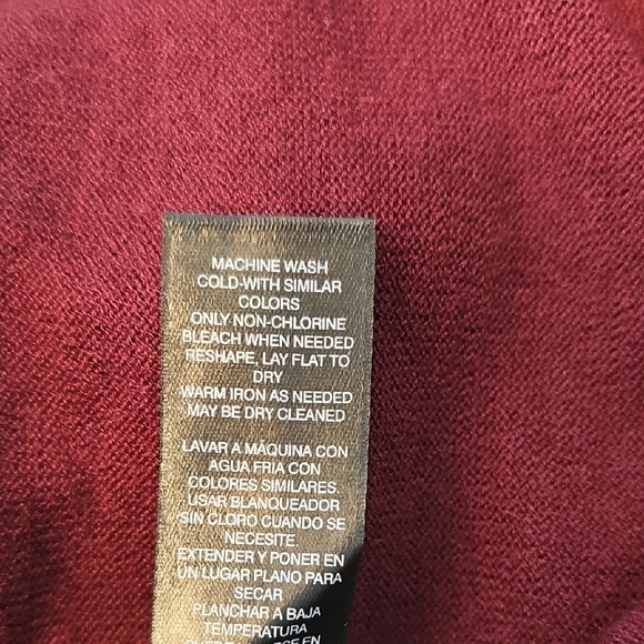 White House Black Market Burgundy Long Sleeve Blouse - Picture 7 of 7